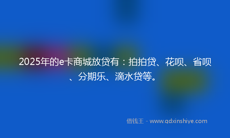 2025年的e卡商城放贷有：拍拍贷、花呗、省呗、分期乐、滴水贷等。