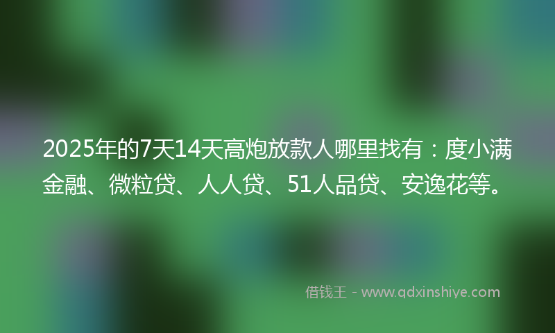 2025年的7天14天高炮放款人哪里找有：度小满金融、微粒贷、人人贷、51人品贷、安逸花等。