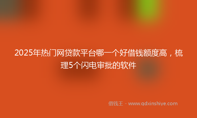 2025年热门网贷款平台哪一个好借钱额度高，梳理5个闪电审批的软件