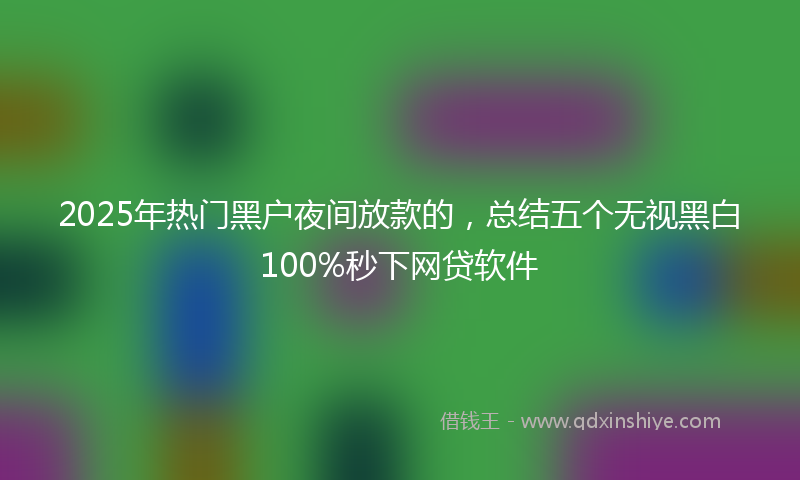 2025年热门黑户夜间放款的，总结五个无视黑白100%秒下网贷软件