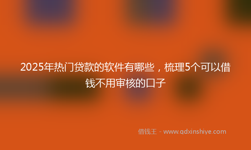 2025年热门贷款的软件有哪些，梳理5个可以借钱不用审核的口子