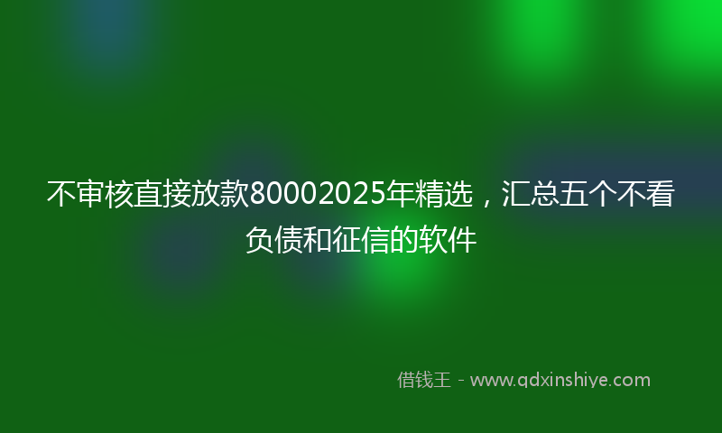 不审核直接放款80002025年精选，汇总五个不看负债和征信的软件