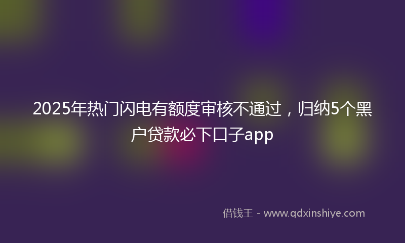2025年热门闪电有额度审核不通过，归纳5个黑户贷款必下口子app
