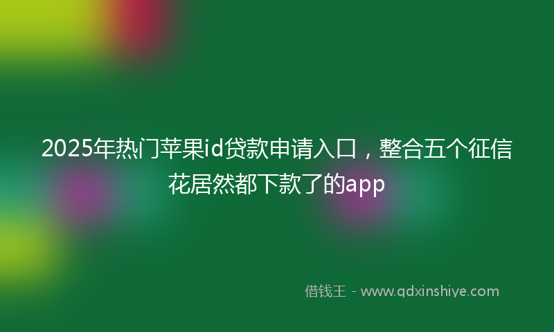 2025年热门苹果id贷款申请入口，整合五个征信花居然都下款了的app