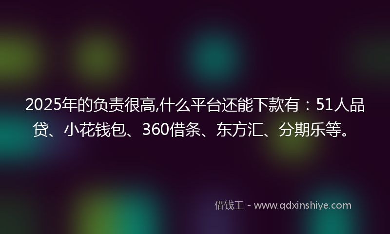 2025年的负责很高,什么平台还能下款有：51人品贷、小花钱包、360借条、东方汇、分期乐等。