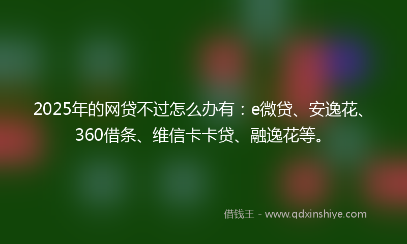 2025年的网贷不过怎么办有：e微贷、安逸花、360借条、维信卡卡贷、融逸花等。