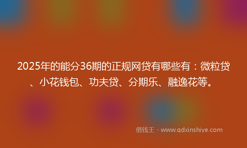 2025年的能分36期的正规网贷有哪些有：微粒贷、小花钱包、功夫贷、分期乐、融逸花等。
