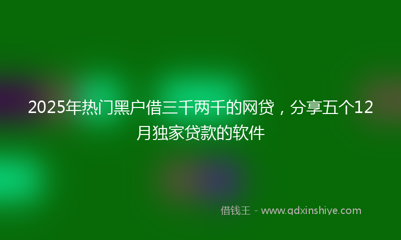 2025年热门黑户借三千两千的网贷,分享五个12月独家贷款的软件
