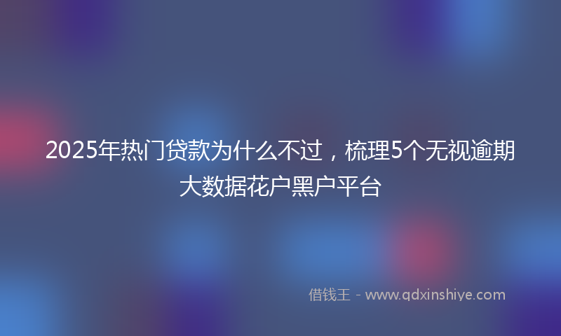 2025年热门贷款为什么不过，梳理5个无视逾期大数据花户黑户平台