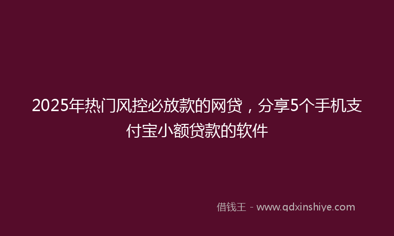 2025年热门风控必放款的网贷，分享5个手机支付宝小额贷款的软件