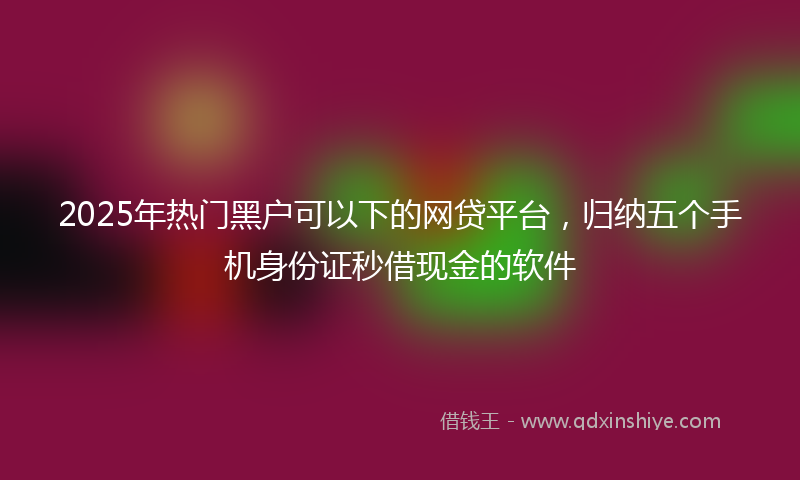 2025年热门黑户可以下的网贷平台，归纳五个手机身份证秒借现金的软件