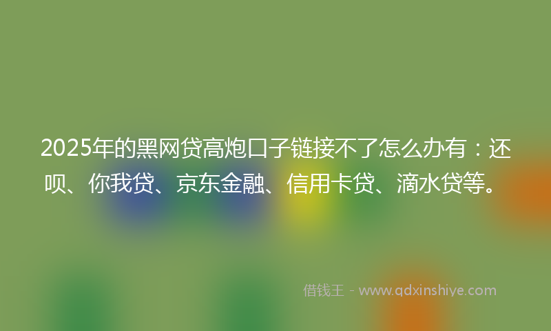 2025年的黑网贷高炮口子链接不了怎么办有:还呗、你我贷、京东金融、信用卡贷、滴水贷等。
