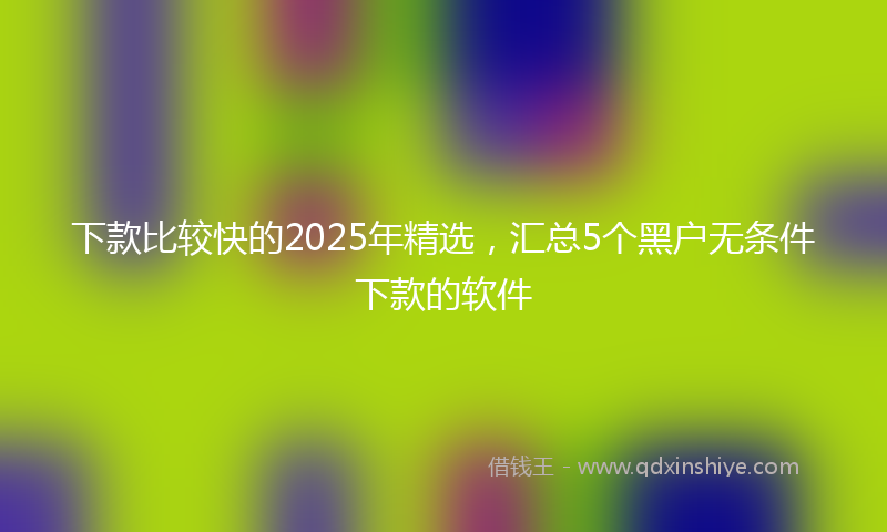 下款比较快的2025年精选，汇总5个黑户无条件下款的软件