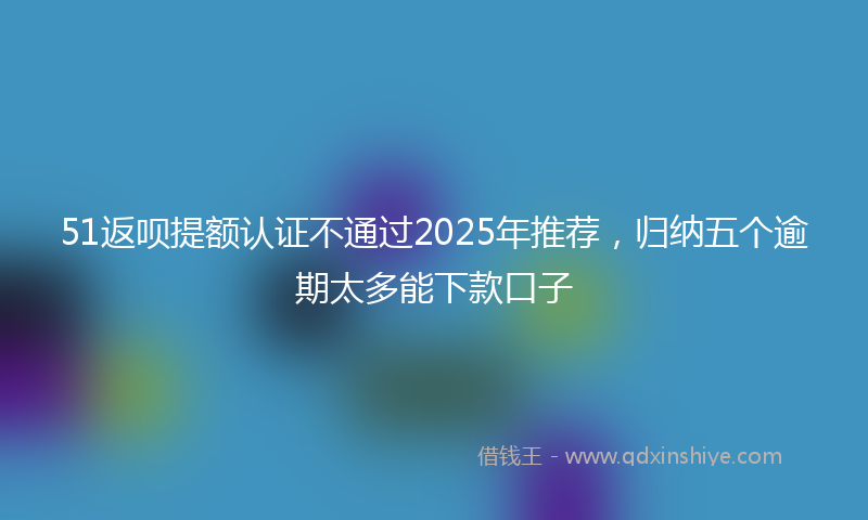 51返呗提额认证不通过2025年推荐，归纳五个逾期太多能下款口子