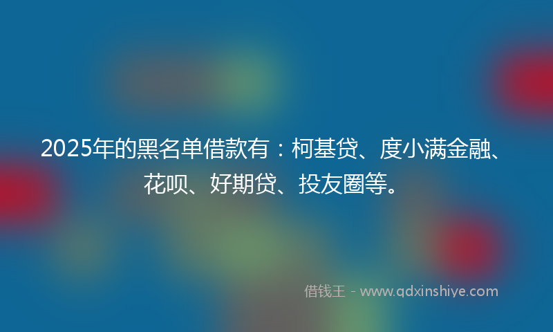 2025年的黑名单借款有：柯基贷、度小满金融、花呗、好期贷、投友圈等。