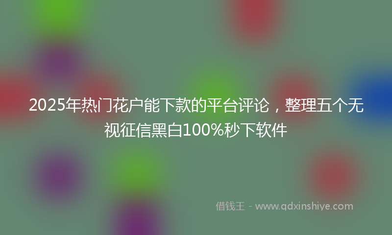 2025年热门花户能下款的平台评论，整理五个无视征信黑白100%秒下软件