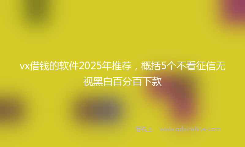 vx借钱的软件2025年推荐，概括5个不看征信无视黑白百分百下款
