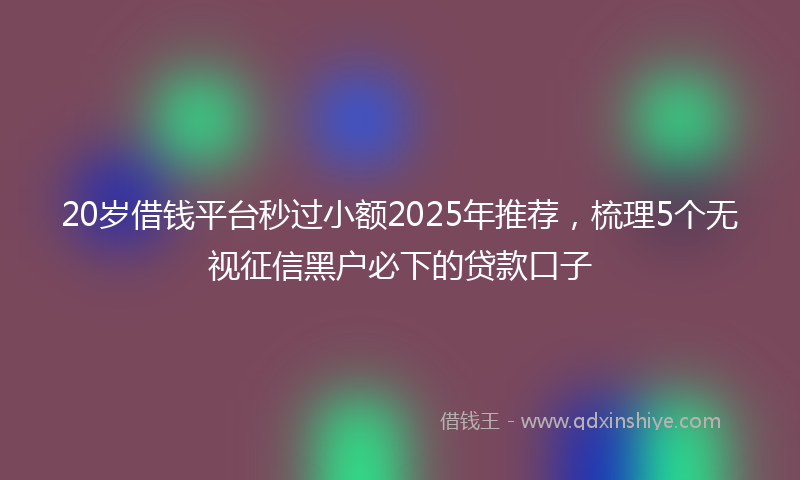 20岁借钱平台秒过小额2025年推荐，梳理5个无视征信黑户必下的贷款口子