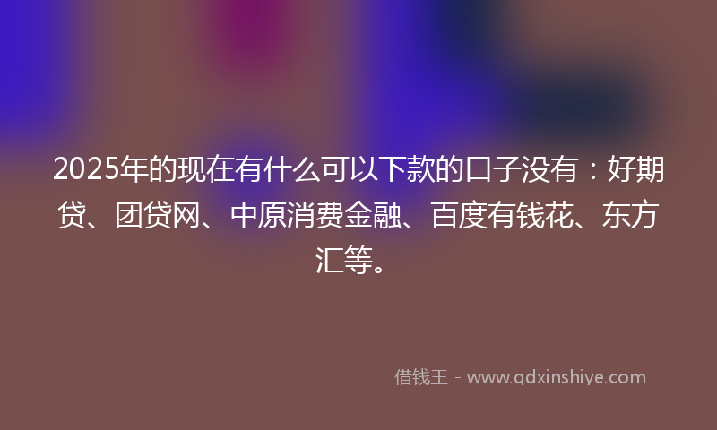 2025年的现在有什么可以下款的口子没有：好期贷、团贷网、中原消费金融、百度有钱花、东方汇等。