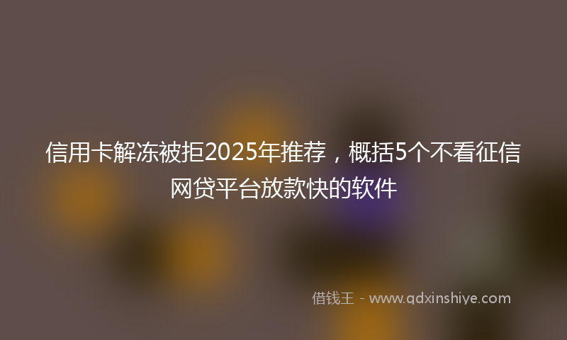 信用卡解冻被拒2025年推荐，概括5个不看征信网贷平台放款快的软件