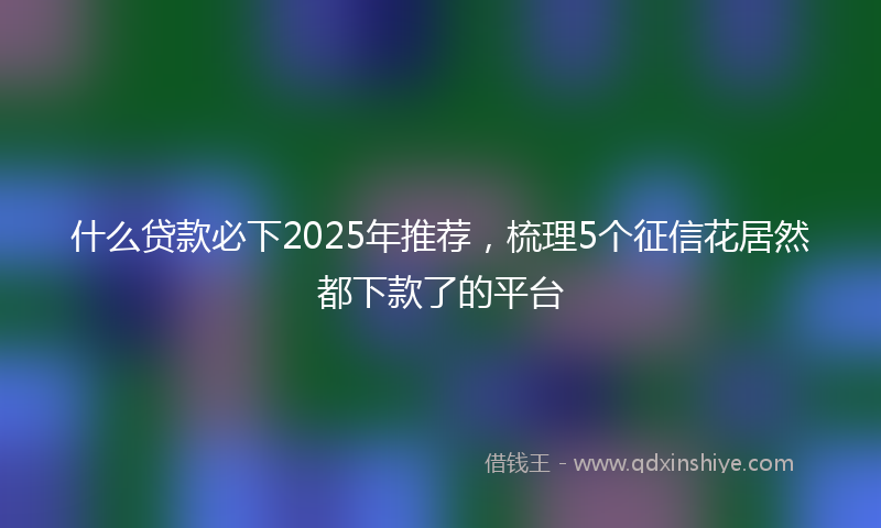 什么贷款必下2025年推荐，梳理5个征信花居然都下款了的平台