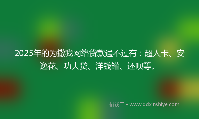 2025年的为撒我网络贷款通不过有：超人卡、安逸花、功夫贷、洋钱罐、还呗等。