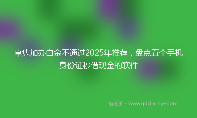卓隽加办白金不通过2025年推荐，盘点五个手机身份证秒借现金的软件
