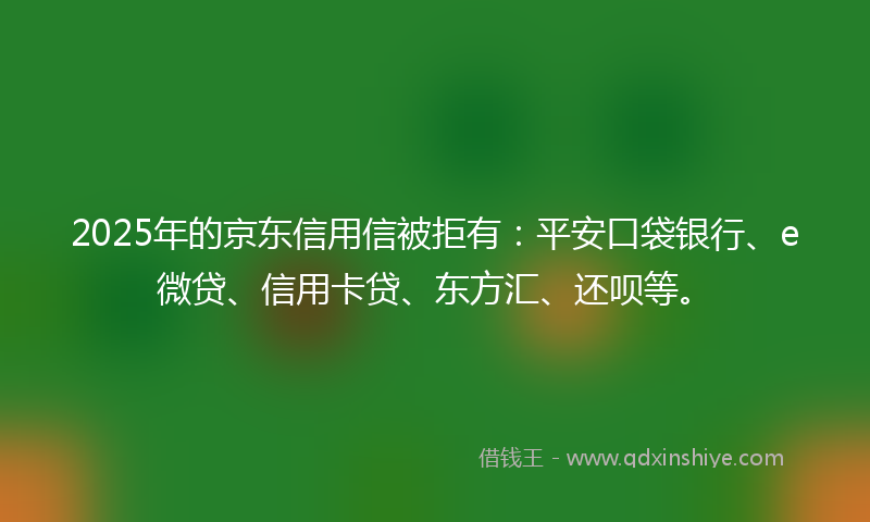 2025年的京东信用信被拒有:平安口袋银行、e微贷、信用卡贷、东方汇、还呗等。