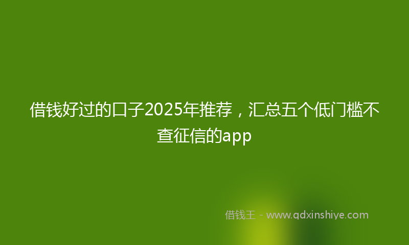 借钱好过的口子2025年推荐，汇总五个低门槛不查征信的app