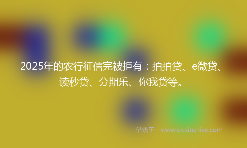 2025年的农行征信完被拒有：拍拍贷、e微贷、读秒贷、分期乐、你我贷等。