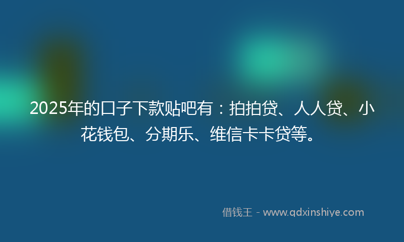 2025年的口子下款贴吧有：拍拍贷、人人贷、小花钱包、分期乐、维信卡卡贷等。