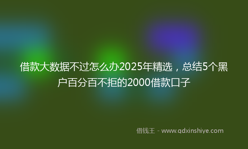 借款大数据不过怎么办2025年精选，总结5个黑户百分百不拒的2000借款口子