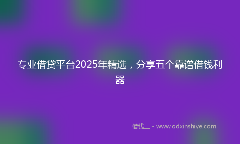 专业借贷平台2025年精选，分享五个靠谱借钱利器