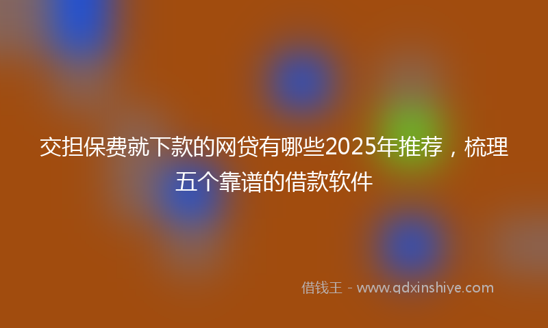 交担保费就下款的网贷有哪些2025年推荐，梳理五个靠谱的借款软件