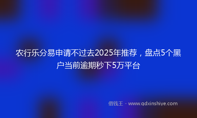 农行乐分易申请不过去2025年推荐，盘点5个黑户当前逾期秒下5万平台