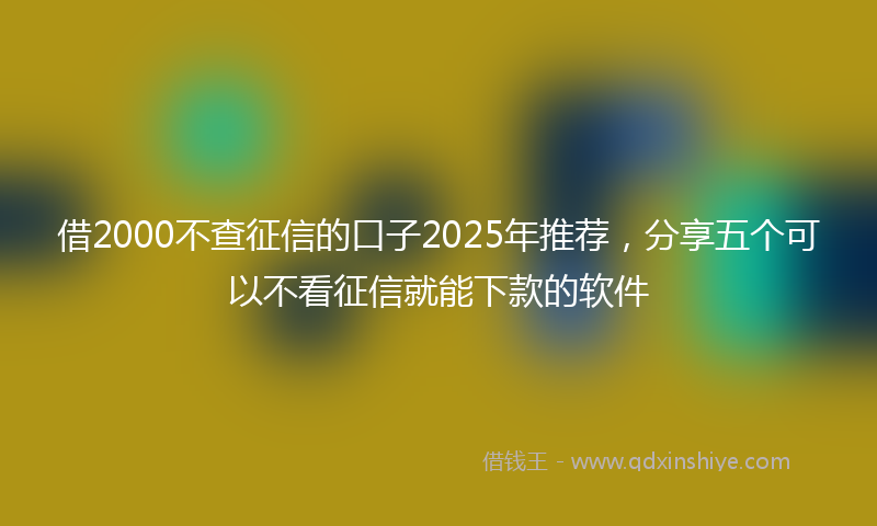 借2000不查征信的口子2025年推荐，分享五个可以不看征信就能下款的软件