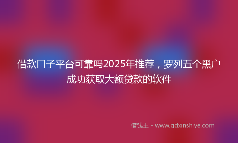 借款口子平台可靠吗2025年推荐，罗列五个黑户成功获取大额贷款的软件