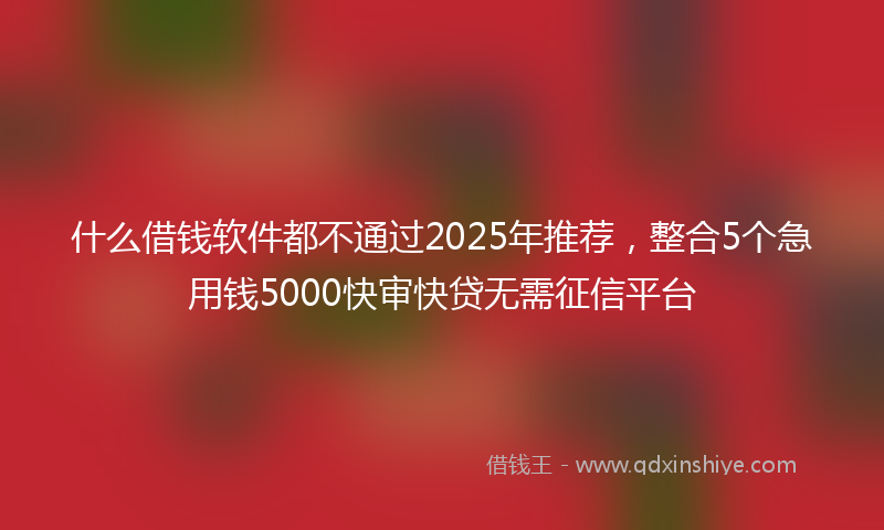 什么借钱软件都不通过2025年推荐，整合5个急用钱5000快审快贷无需征信平台