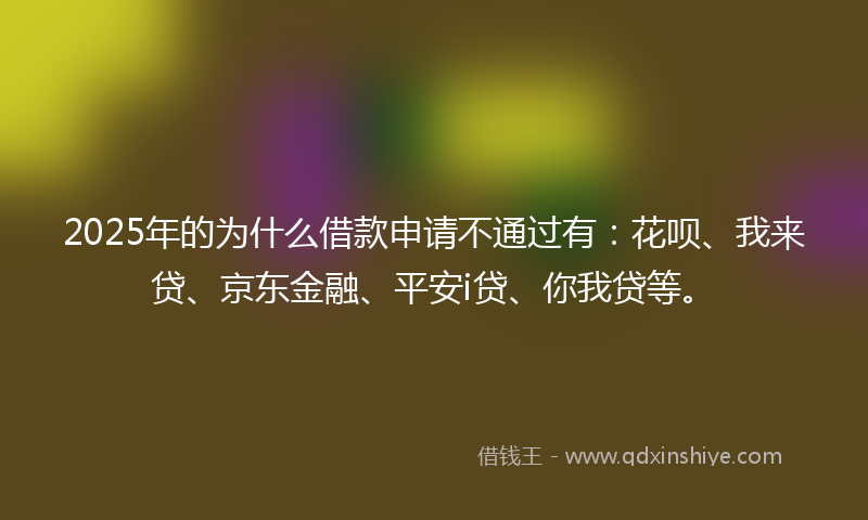 2025年的为什么借款申请不通过有：花呗、我来贷、京东金融、平安i贷、你我贷等。