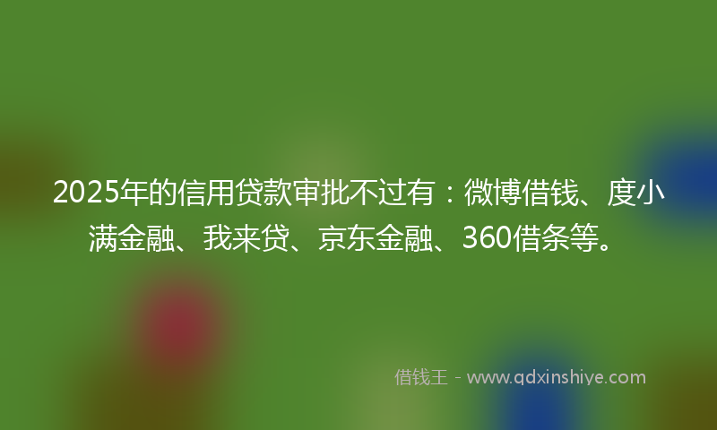 2025年的信用贷款审批不过有：微博借钱、度小满金融、我来贷、京东金融、360借条等。