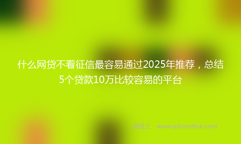 什么网贷不看征信最容易通过2025年推荐，总结5个贷款10万比较容易的平台