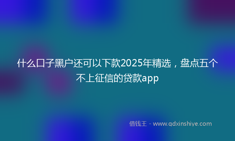 什么口子黑户还可以下款2025年精选，盘点五个不上征信的贷款app
