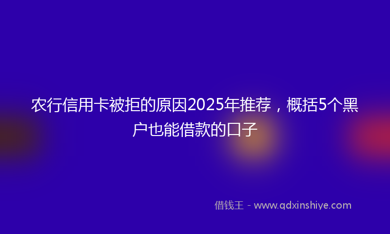 农行信用卡被拒的原因2025年推荐，概括5个黑户也能借款的口子