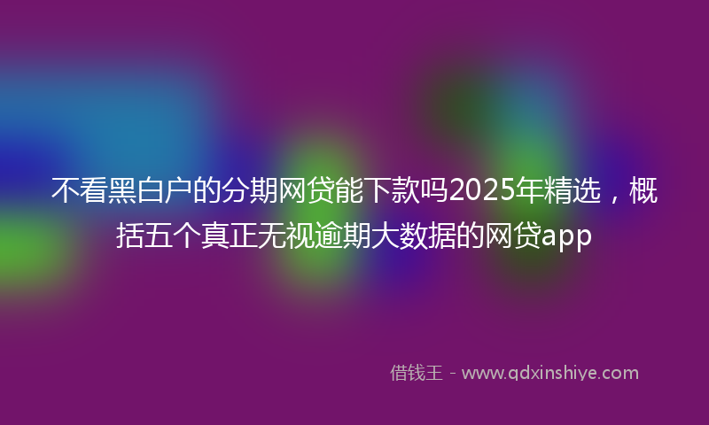 不看黑白户的分期网贷能下款吗2025年精选，概括五个真正无视逾期大数据的网贷app