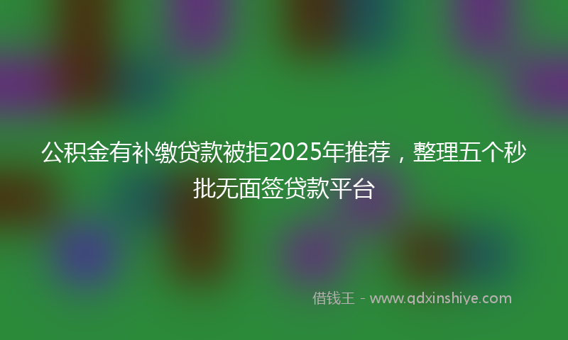 公积金有补缴贷款被拒2025年推荐，整理五个秒批无面签贷款平台