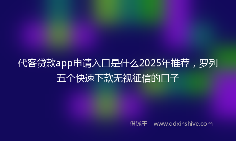 代客贷款app申请入口是什么2025年推荐，罗列五个快速下款无视征信的口子