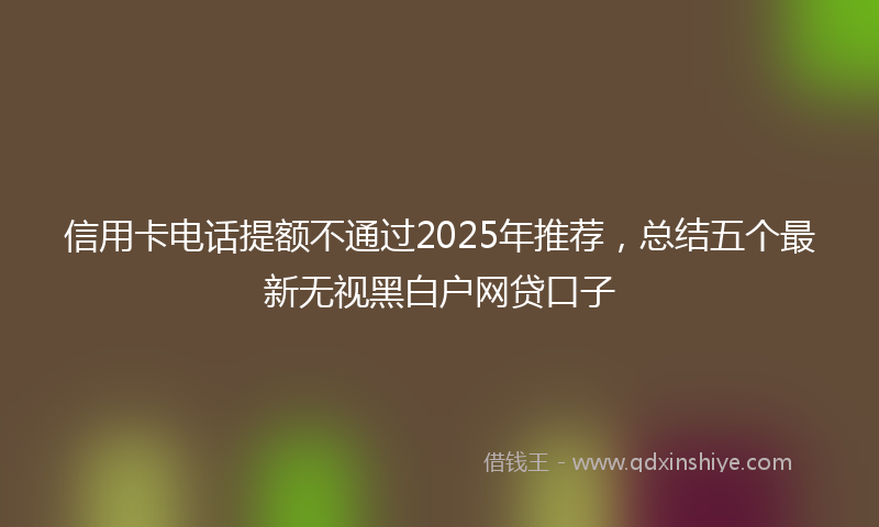信用卡电话提额不通过2025年推荐，总结五个最新无视黑白户网贷口子