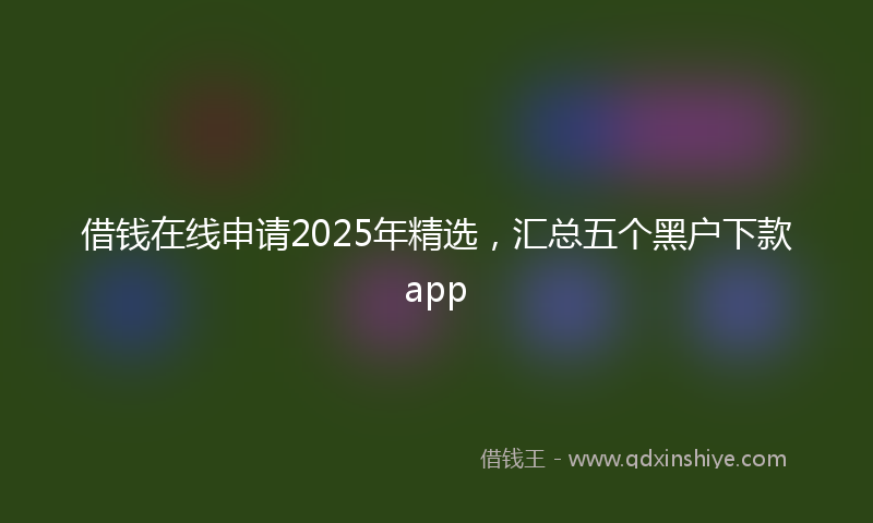 借钱在线申请2025年精选，汇总五个黑户下款app