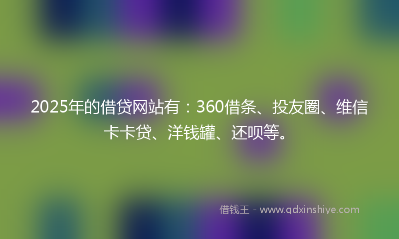 2025年的借贷网站有：360借条、投友圈、维信卡卡贷、洋钱罐、还呗等。