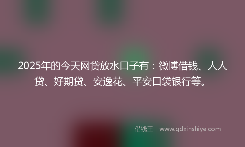 2025年的今天网贷放水口子有：微博借钱、人人贷、好期贷、安逸花、平安口袋银行等。